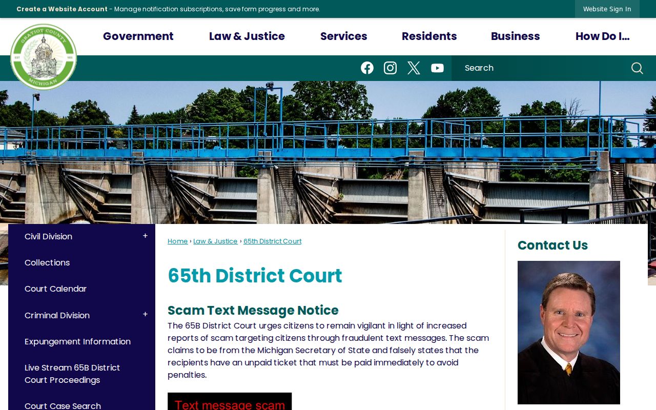 Alma court docket route at Gratiot County 65B District Court