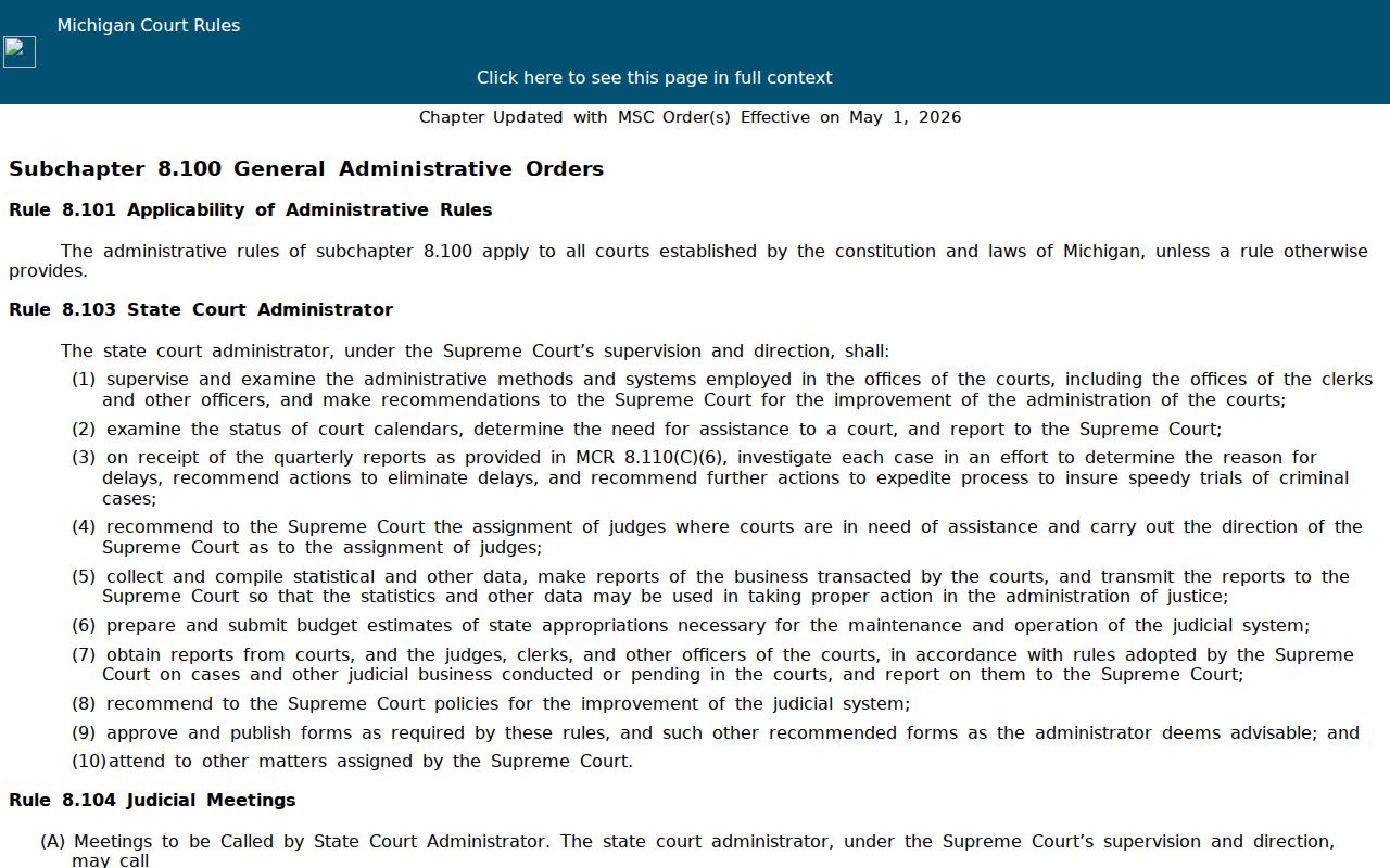 Gratiot County court records access language under Michigan Court Rule 8.119