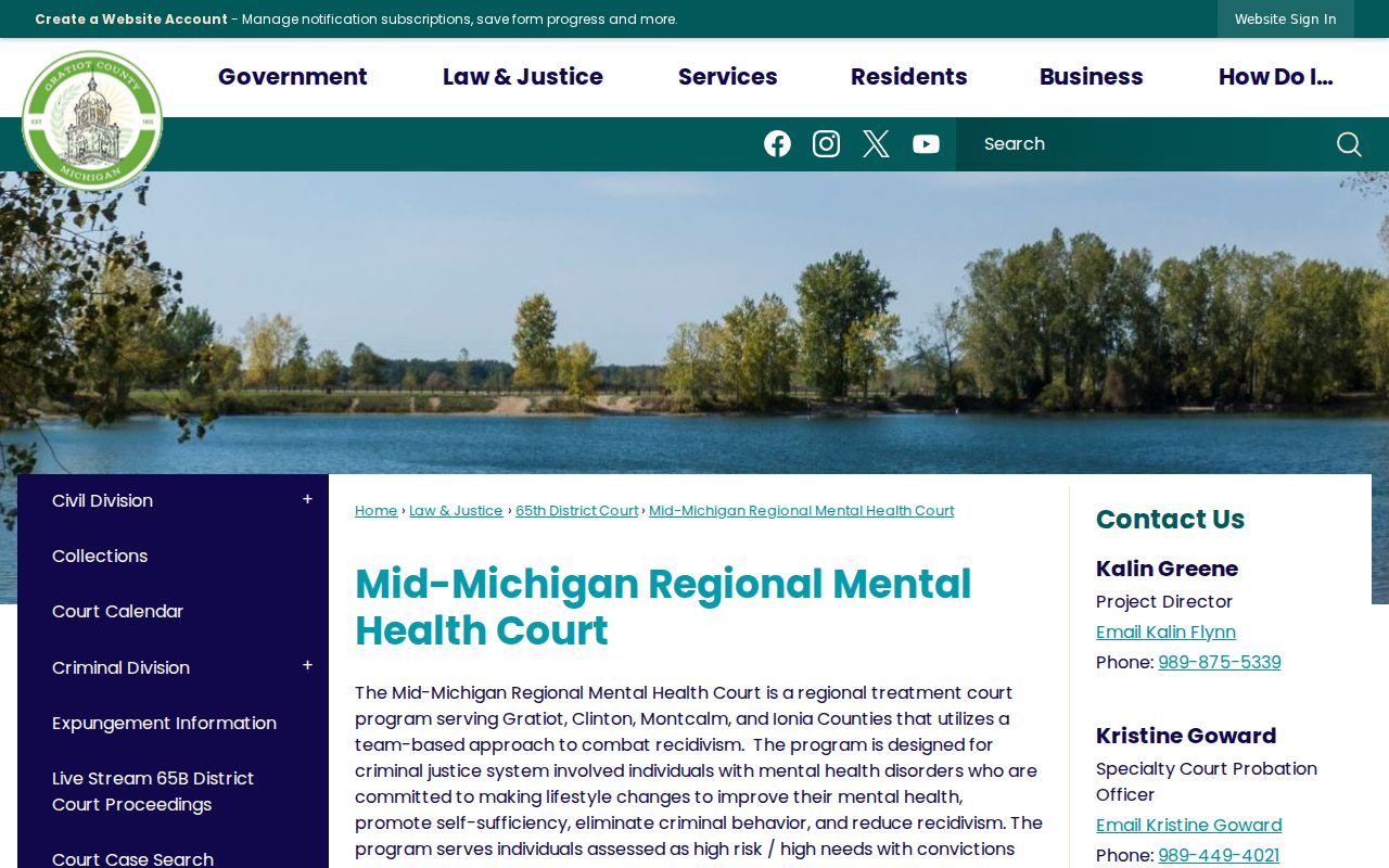 Gratiot County criminal docket Mental Health Court regional program phases