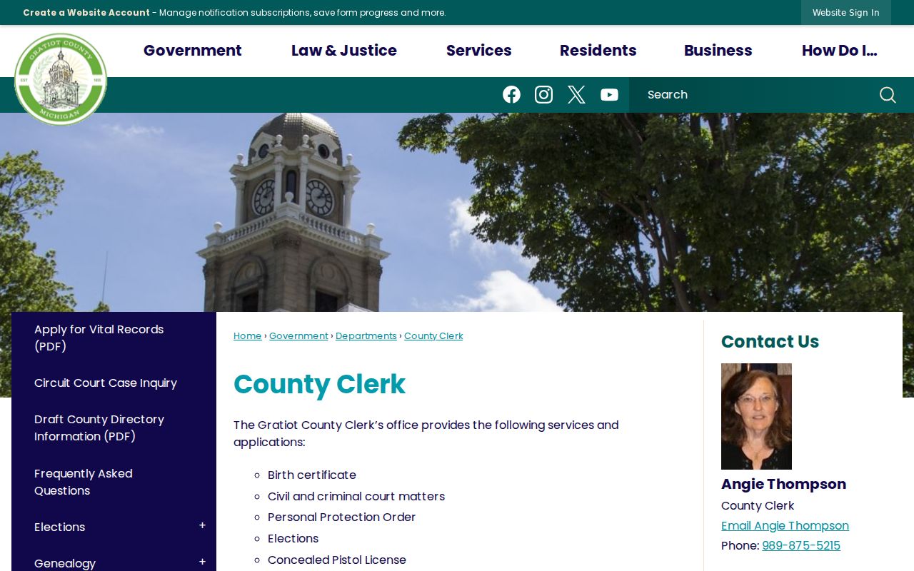 Gratiot County court docket County Clerk records office page