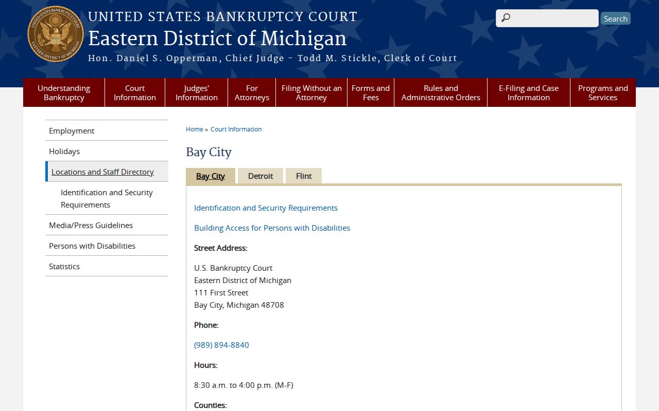 Gratiot County court docket Bay City Bankruptcy Court county listing