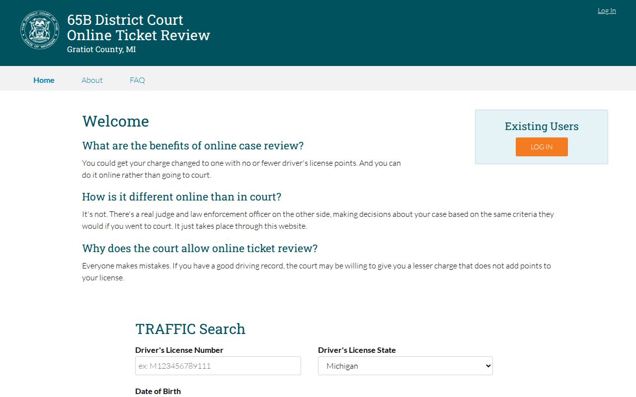 Gratiot County traffic tickets Court Innovations online review portal